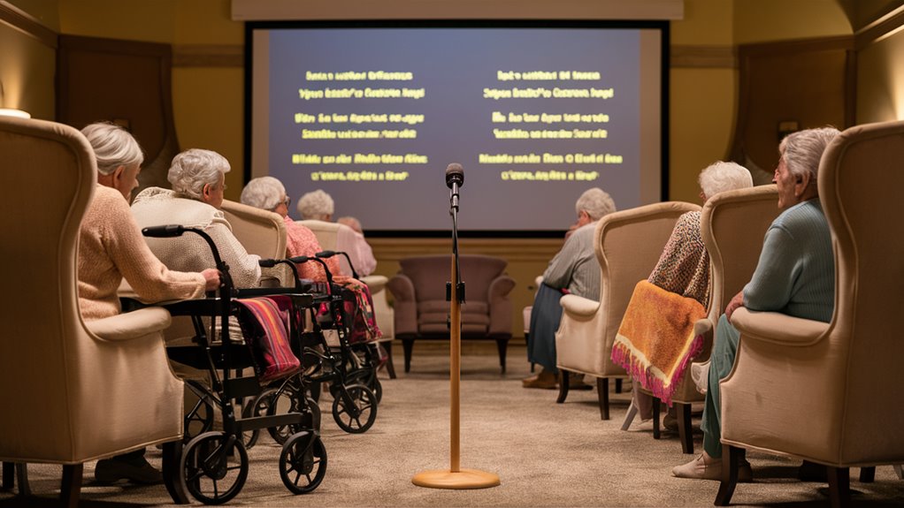 elderly singing happy environment